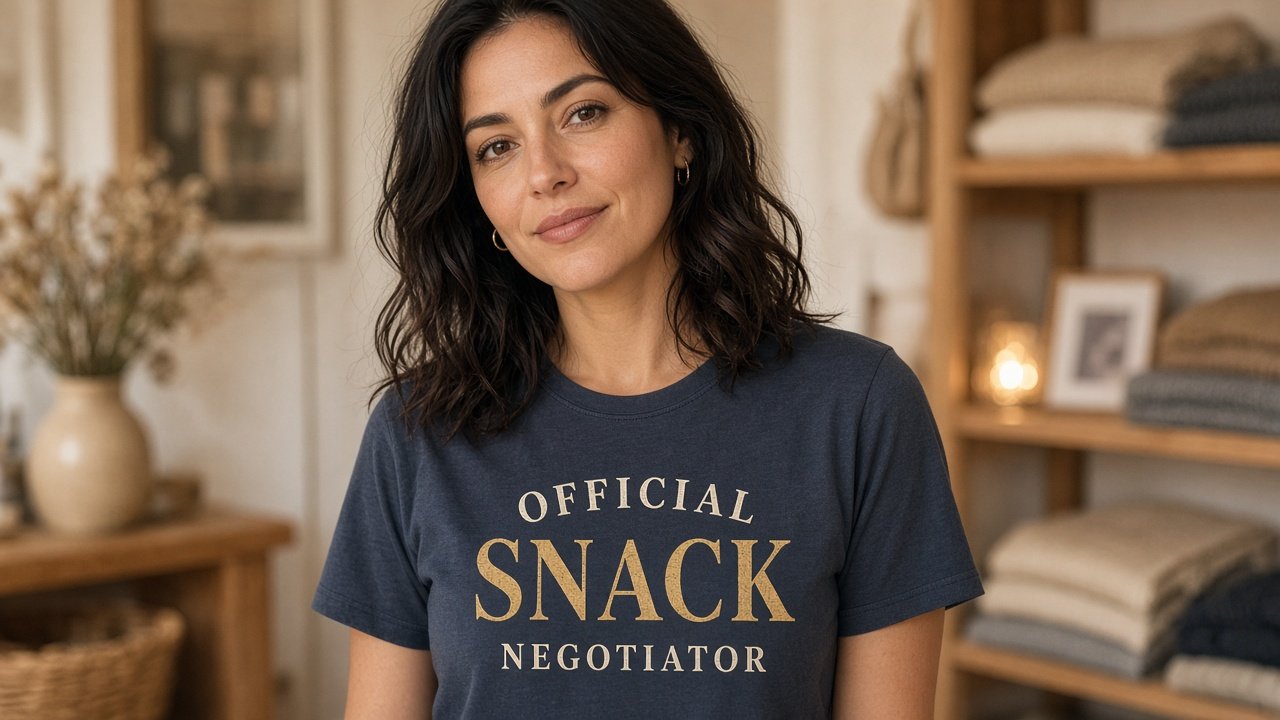 Snack Negotiator tee on model